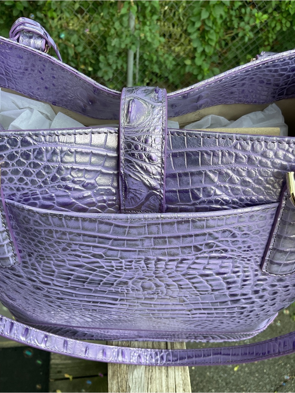 Brahmin Fiora SAMPLE Sheer Lavender Genuine Leather Shoulder Bag NWT - Picture 13 of 17